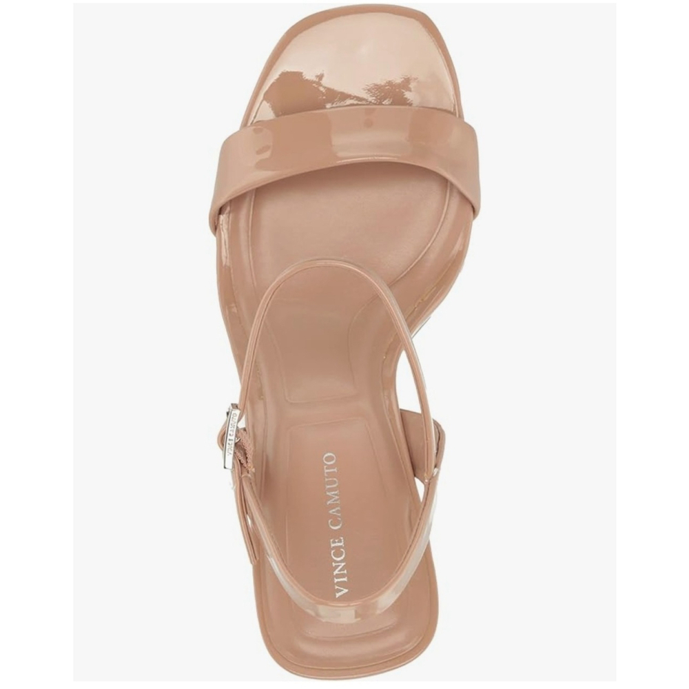 Vince Camuto Women Leather Square Toe Block Heels SZ 10 M - Dark Blush Beige - Picture 5 of 16